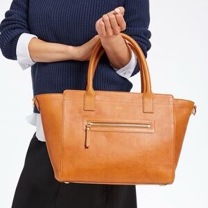 NWOT Mark & Graham Hayden Leather Zip-Top tote